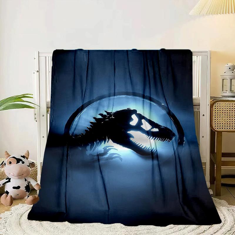 Dinosaur Moonlit Adventure Blanket Flannel Blanket for bed, sofa, Camping, Hiking, Picnic Essentials, gift for family Fan gifts