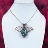 Copper Chrysocolla Pendant Copper Wire Wrapped Butterfly Pendant Gemstone Jewelry