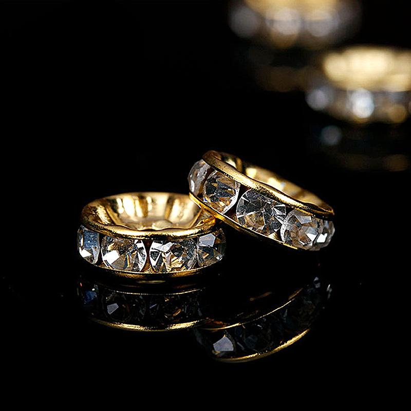 50Pcs Diamond-Encrusted Wheel Spacer, 8mm Bead Spacing, DIY Material, Handmade Jewelry Accessory For Bracelets And Necklaces