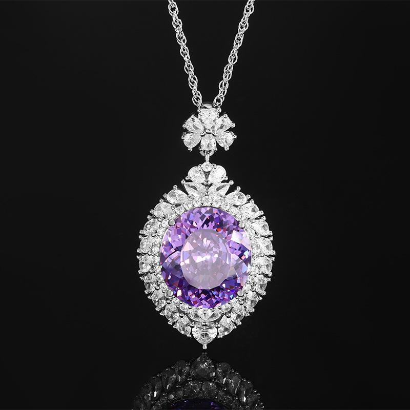 Jewelry Copper Bottom Gold-Plated Simulation Bird'S Nest Cut Egg-Shaped Light Luxury Large Pendant Main Stone 18 * 20