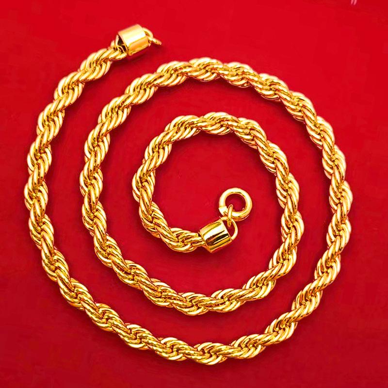 10 мм Песочное золото Скрученная кость дракона Ожерелье, Мужская модная цепочка на ключицу, Позолоченные украшения