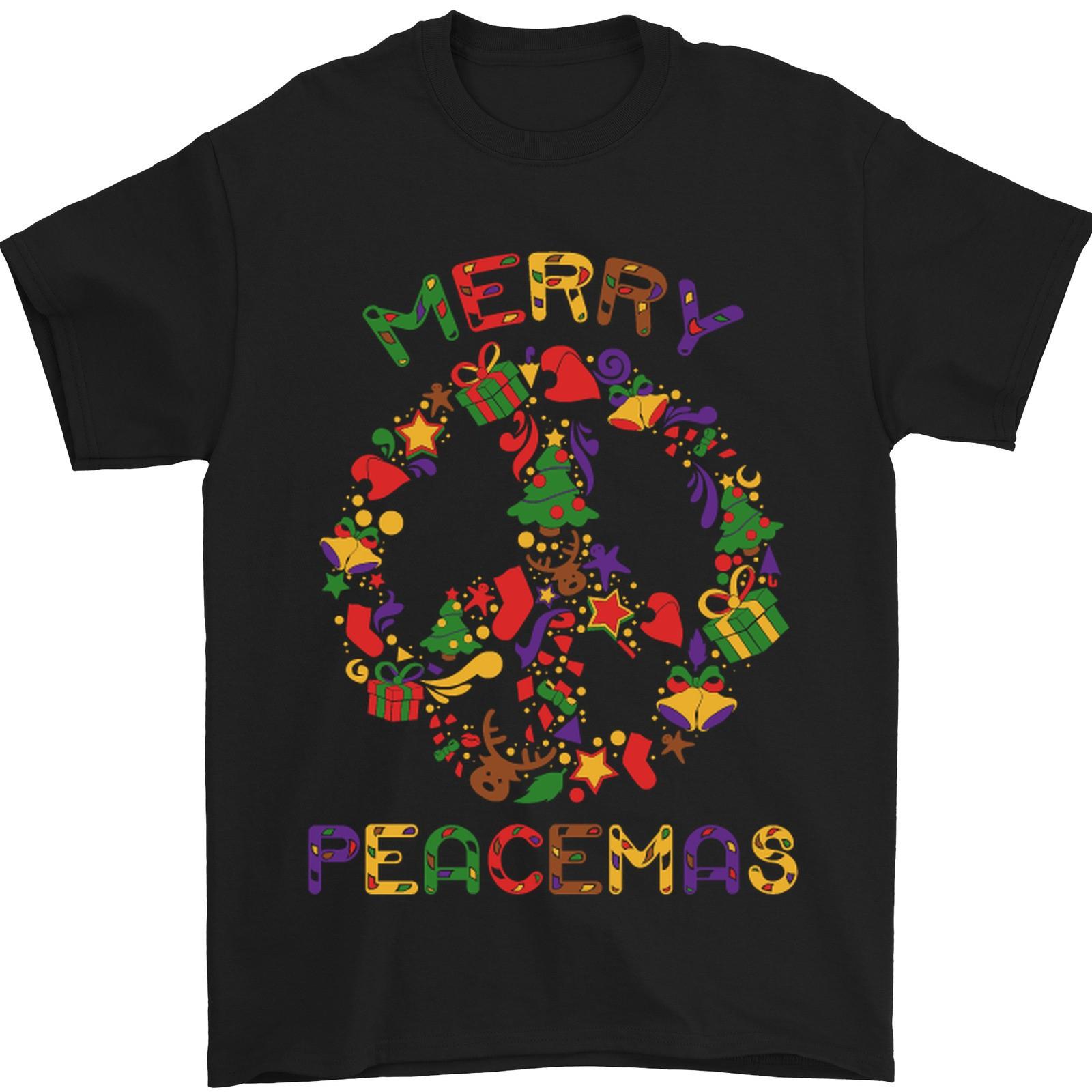 Merry Peacemas Christmas Peace Wreath Mens T-Shirt 100% Cotton 2XL