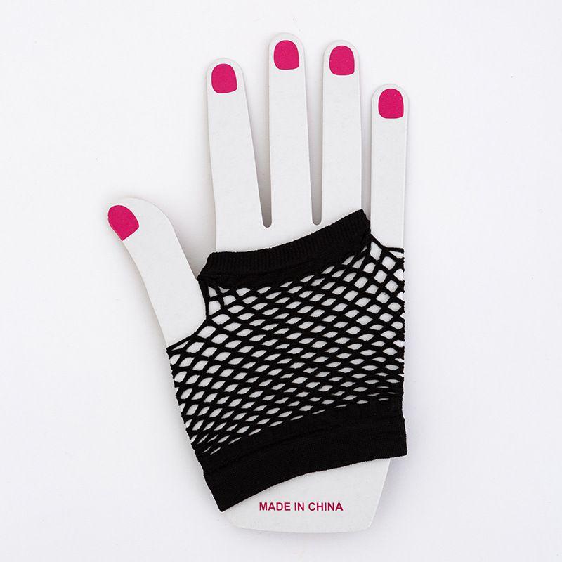 

Хэллоуин Сетчатые Короткие Перчатки Сетка Флуоресцентные Панк Разноцветные Перчатки без Пальцев Женские Ажурные Перчатки для Этикета для Выступлений Black