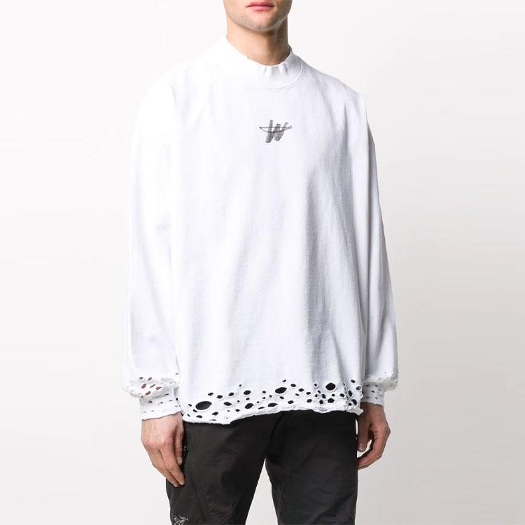 WE11DONE High Neck WD Logo T-Shirt White Unisex Tops WD-TP6-20-001-U-WH