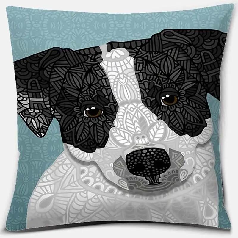 

Bedroom Living Room Decor Pillowcase Sketch Dog Head Pattern Home Office 12x12Inch