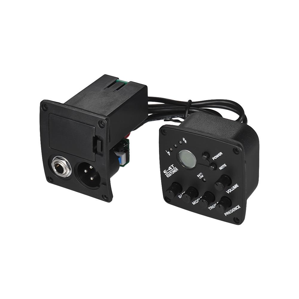 Guitare Acoustique Égaliseur 4 Bandes Tonalité et Volume Amplificateur Préampli Capteur Piézo 6,35 mm XLR avec Écran LCD