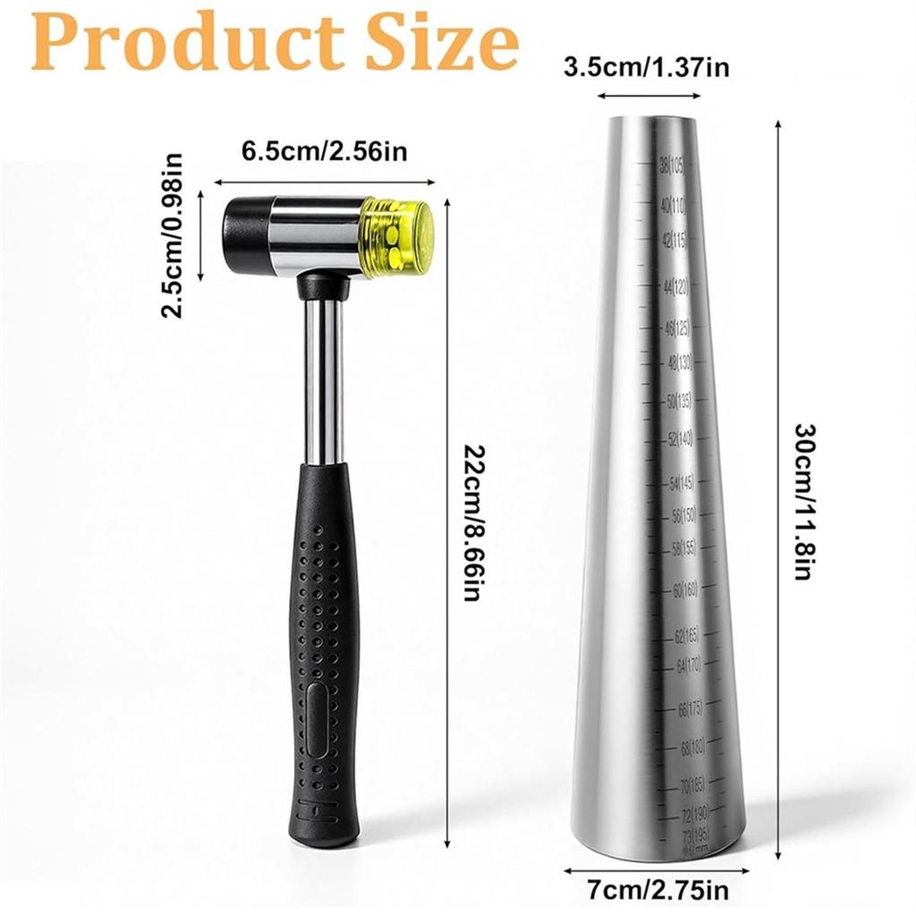 2026 New Bracelet Mandrel Sizer Set Including Two Way Rubber Hammer with Graduated Adjust Bracelet Making Jewelry-Making Tool