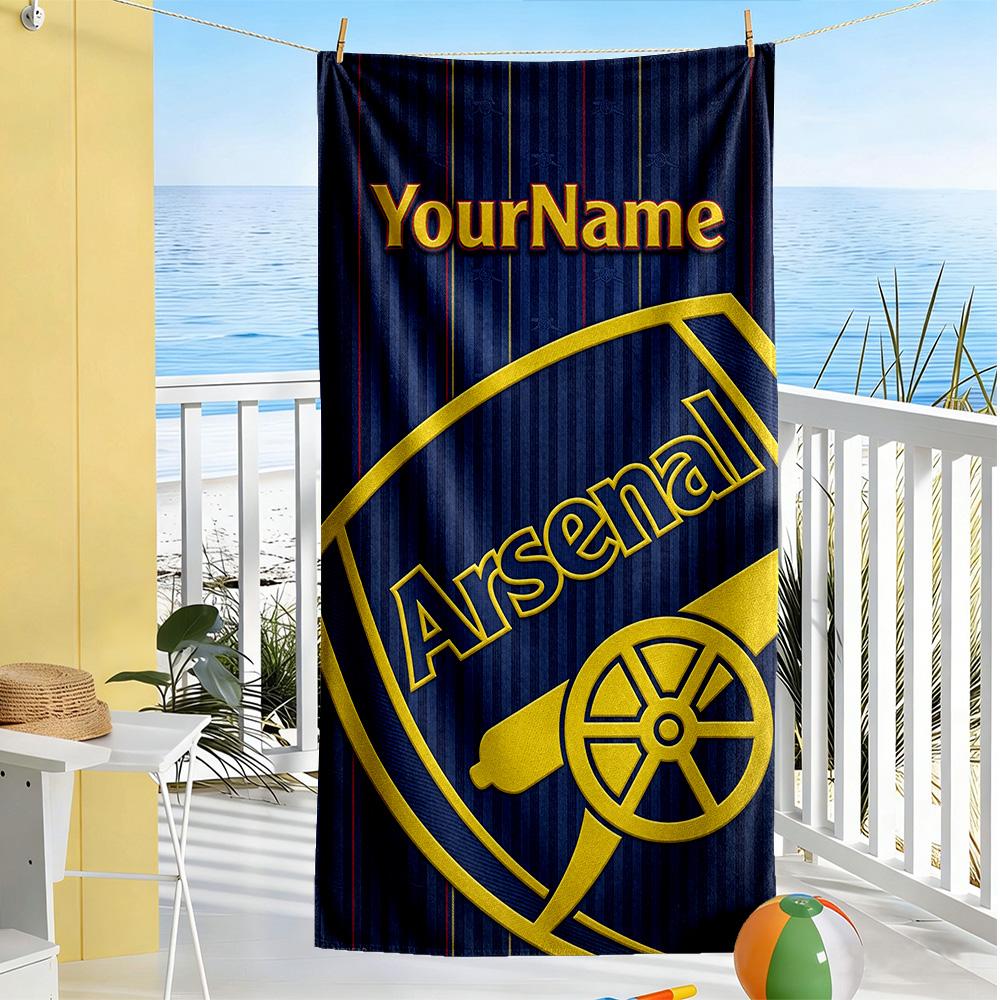 Arsenal Customizable Name Beach Towel Super Soft & Absorbent Suitable for Swimming Gym Camping Yoga Vacation