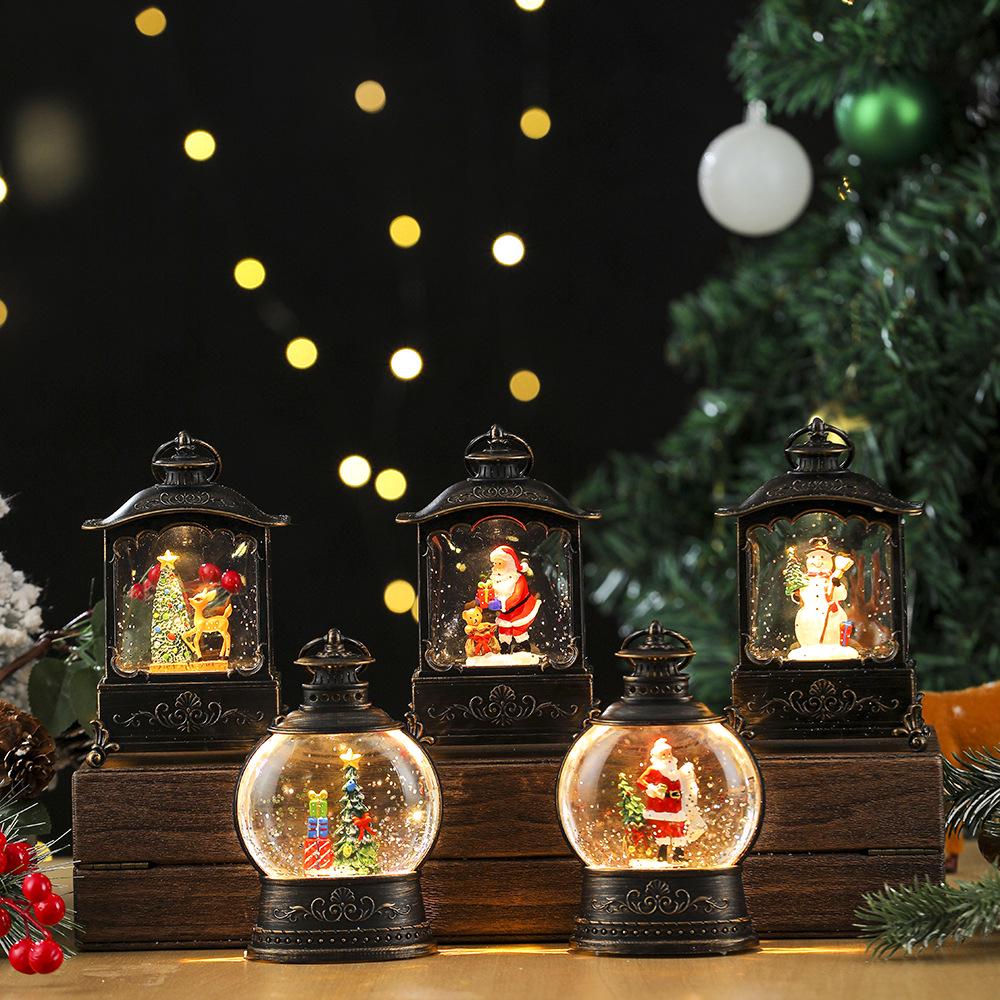 Retro Weihnachtslaterne: Weihnachtsmann Leuchtende Wasserflaschenlampe mit Musik Ornamenten