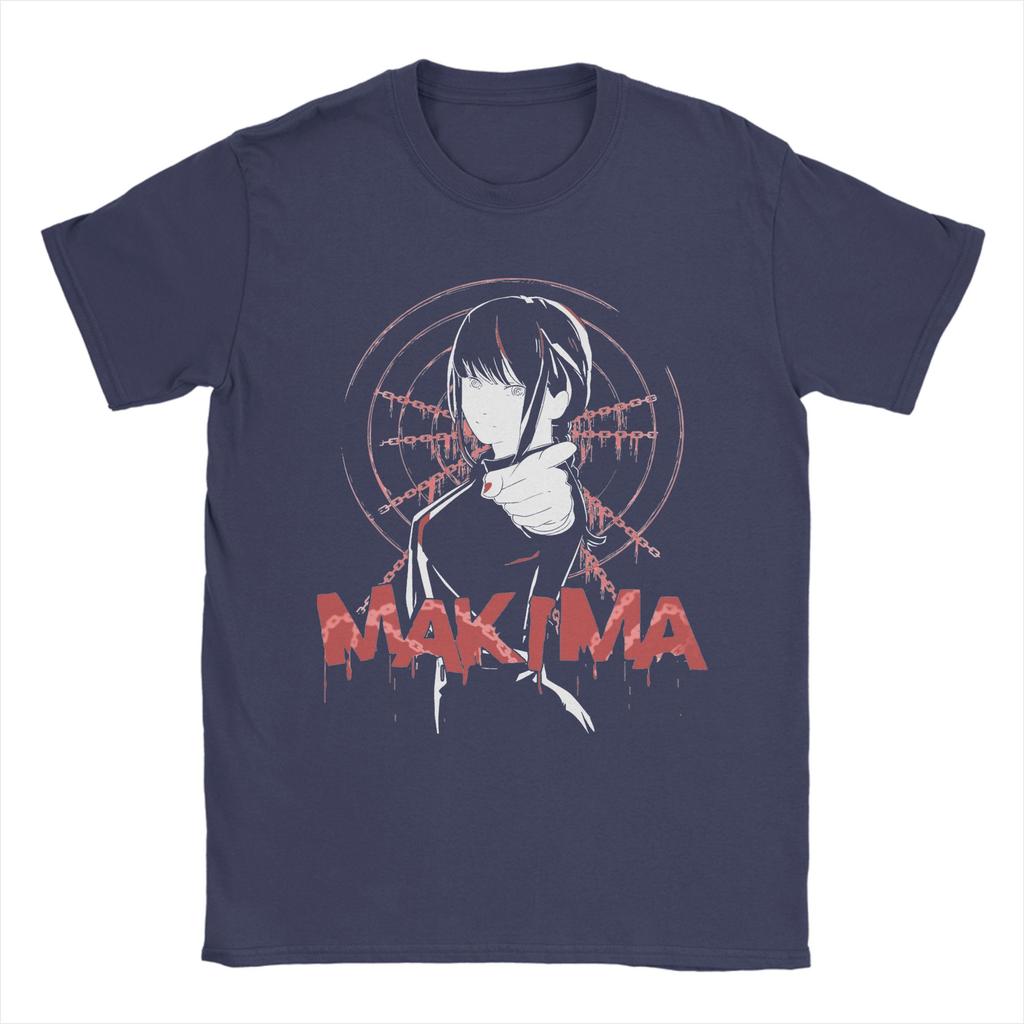 Novelty Makima No Akuma Manga Anime T-Shirt Men 100%Cotton Short Sleeve Chainsaw Man O-neck Summer Tops
