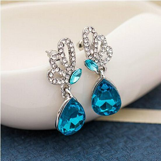 Crystal Round Dangle Earrings - Korean & European Style Fashion Accessories