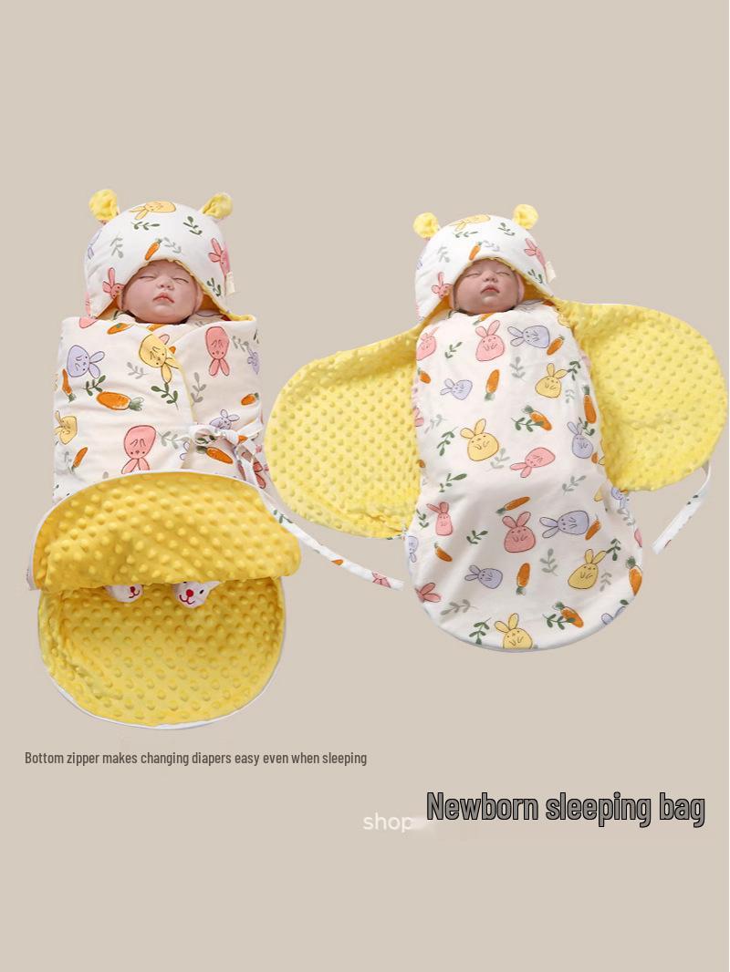 

Ultra-Soft Bubble Velvet Baby Sleeping Bag - Washable, Down-Proof Swaddle for Home 75*83CM Medium ~420g