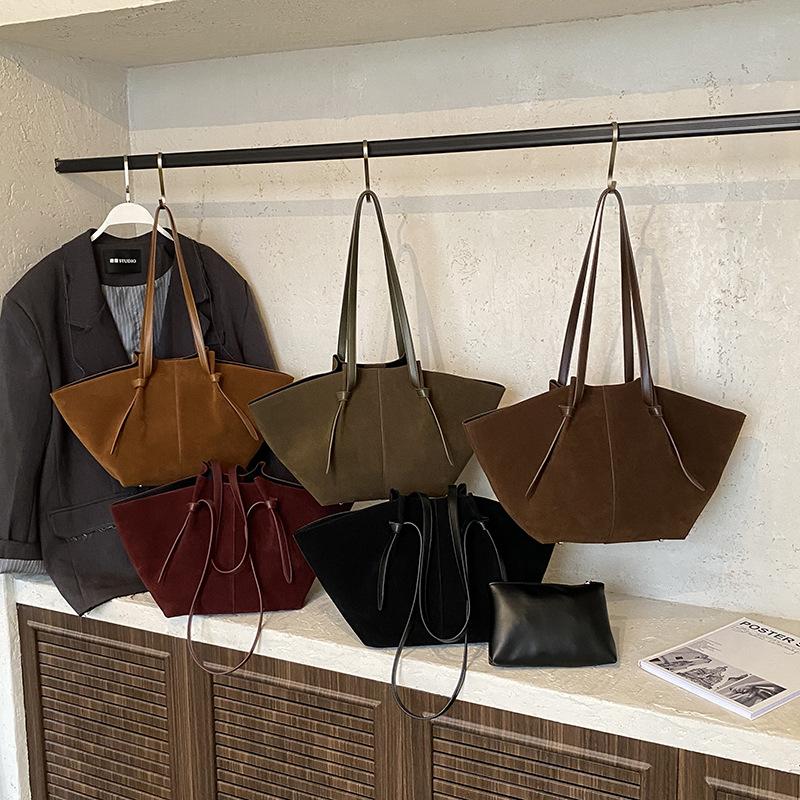 Solid Casual Totes Faux Suede Shoulder Bags Women Large Capacity England Style Vintage Handbags New in 2026 Female Packages