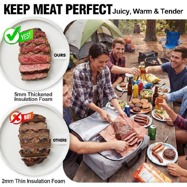 270° Opening BBQ Blanket for Resting Meat Insulated Leak-Proof for Brisket Turkey Pork Smoker Accessories for Camping