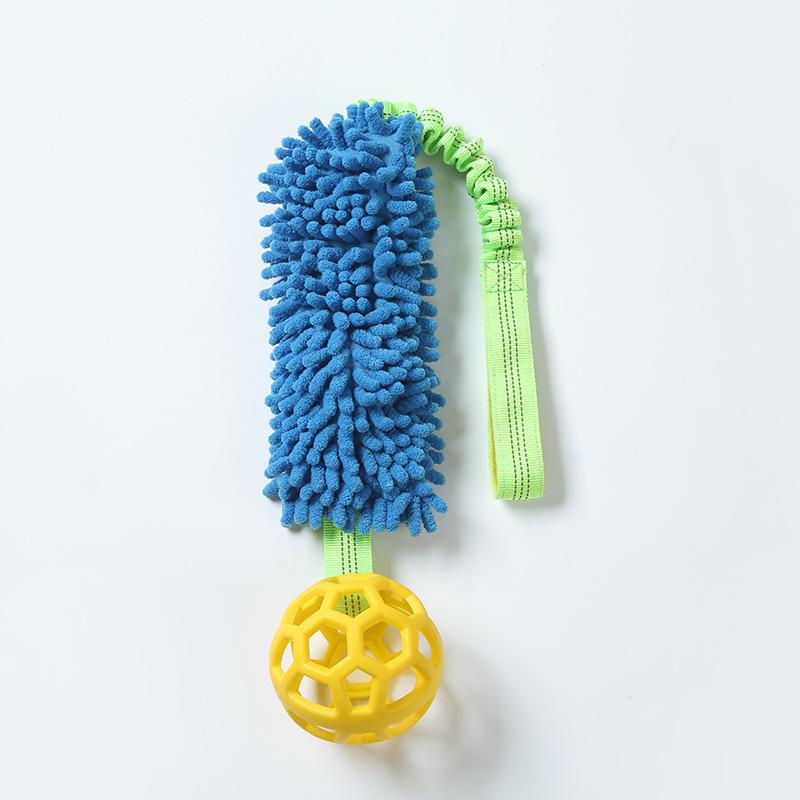 Bite Resistant Squeaky Dog Chew Toy Ball With Pull Rope For Large Dogs
