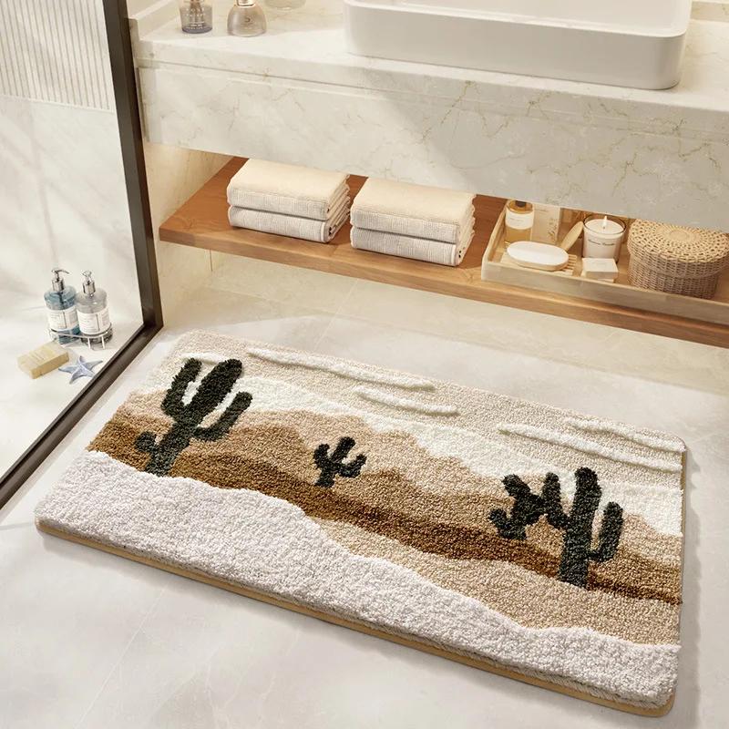 High Quality Microfiber Flocked Bath Mat Bathroom Decorative Floor Mat Super Absorbent Non-slip Bathroom Rug 50x80/50x100CM