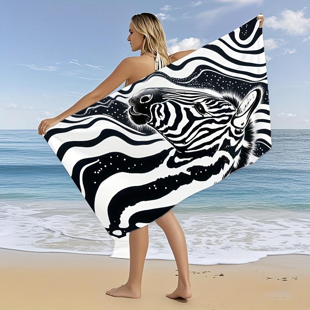 Telo Mare Stampa Artistica Zebra Stampa 2D Unilaterale Morbido Assorbente Microfibra per Piscina Spiaggia Bagno Vibe Selvaggio Ottimo per l'Estate