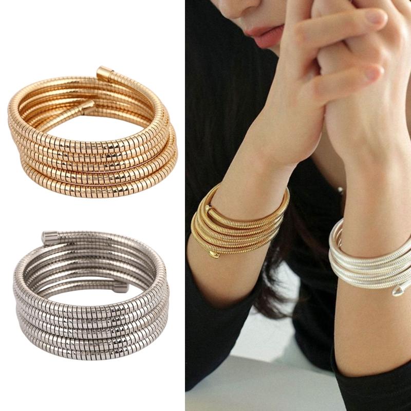 Stapelbarer Mehrschichtiger Armreif Stilvoller Metall Elastischer Schmuck Stapelbarer Armreif Elastisches Armband für Modebewusste Liebhaber