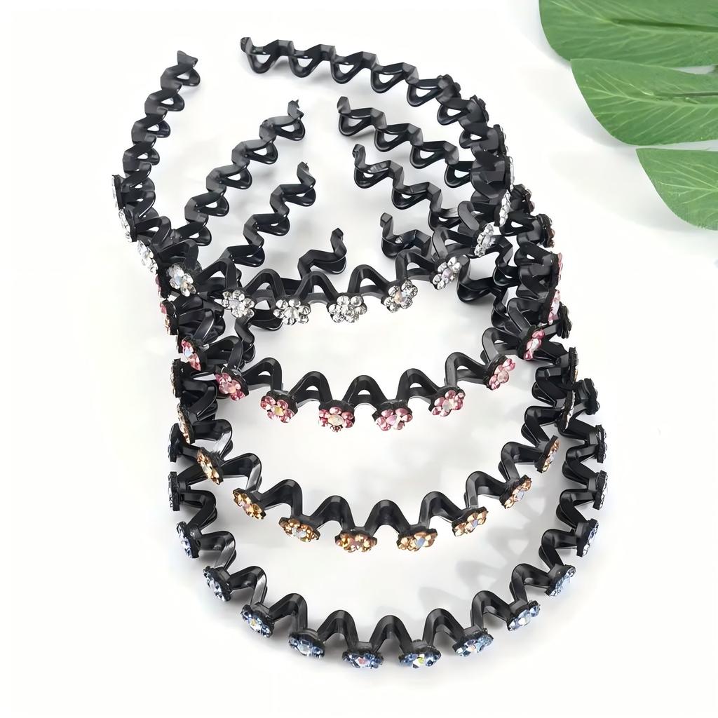 6pcs Fashion Women's Hair Accessories Grace Rhinestone Flower Suitable For Daily Wear Gift Girl Simplicity Headband Hair Hoops