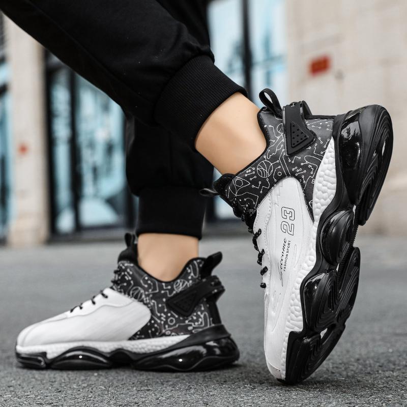 Fashion Fashion Men's Shoes New Comfortable Outdoor Breathable Lace Up Thick Sole Casual Trend Running Basketball Sports Shoes 2024