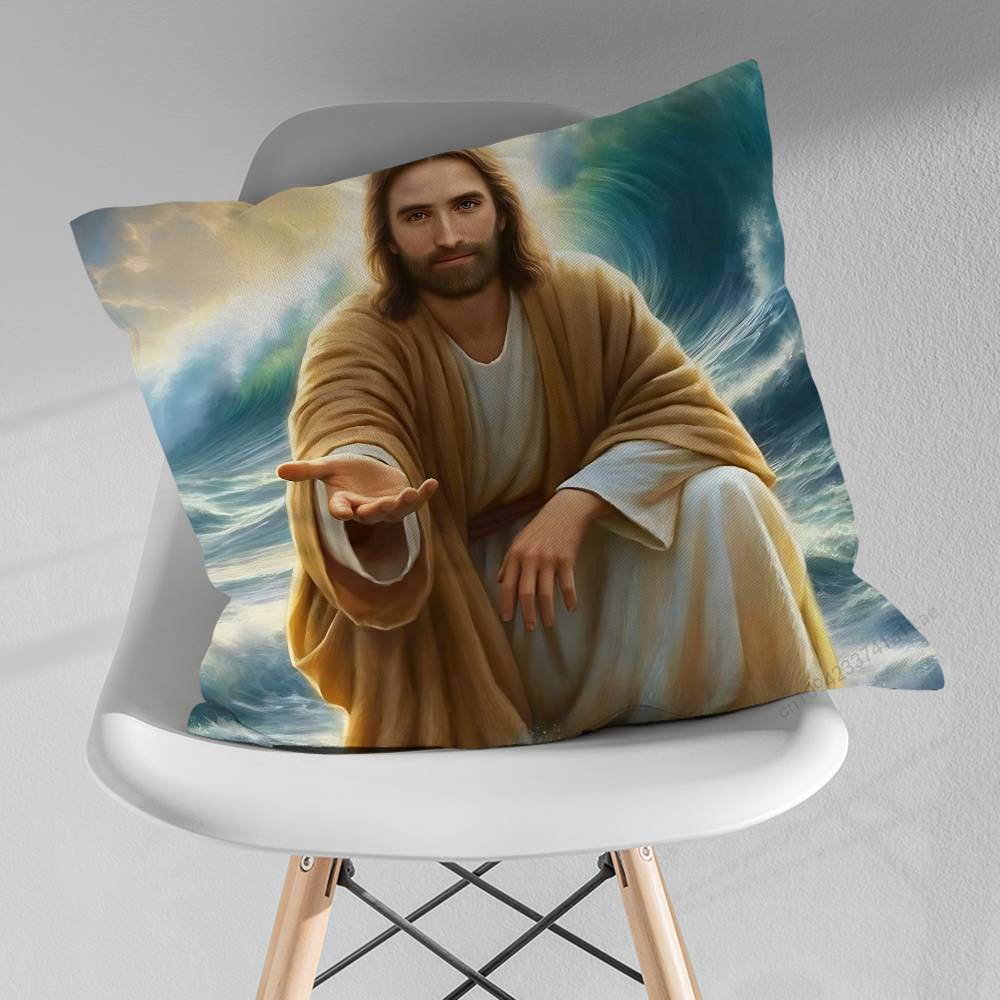 Savior Belief Jesus Pillowcase for Sofa Room Office Decor Printing Merchandise AllMatch Cushion Cover