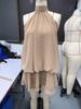 Europäisches & Amerikanisches Einfarbiges Schlankes Rückenfreies Neckholder-Kleid mit Flauschigem Rock - Damen Urlaubsbekleidung