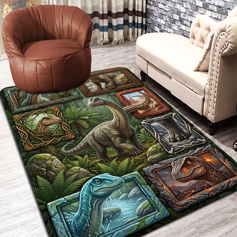 Dinosaur Collection Pattern Rug Floor Mat for Living Room or Bedroom Soft and Comfortable Carpet a Gift for Birthday and Holiday.
