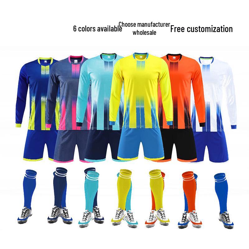 Speed Long Sleeve Football Uniform Set for Men, Women, and Children with Printed Numbers - Ideal for Training Camps and Team Matches.