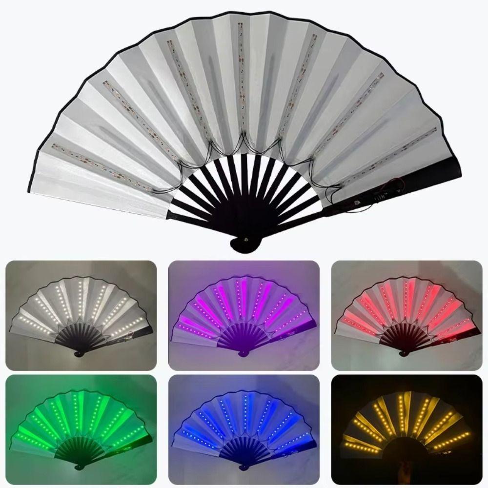 Portable Dancing Light Fan Creative Glowing Hand Fan LED Luminous Fan  Rave Festival