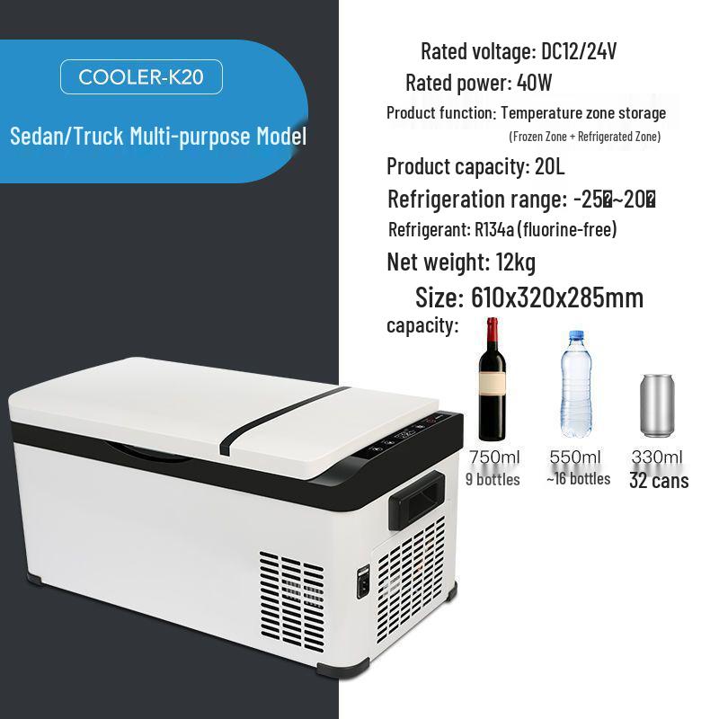Zhihang Dual-Use Car & Home Refrigerator-Freezer, 12V for Cars, 24V for Trucks