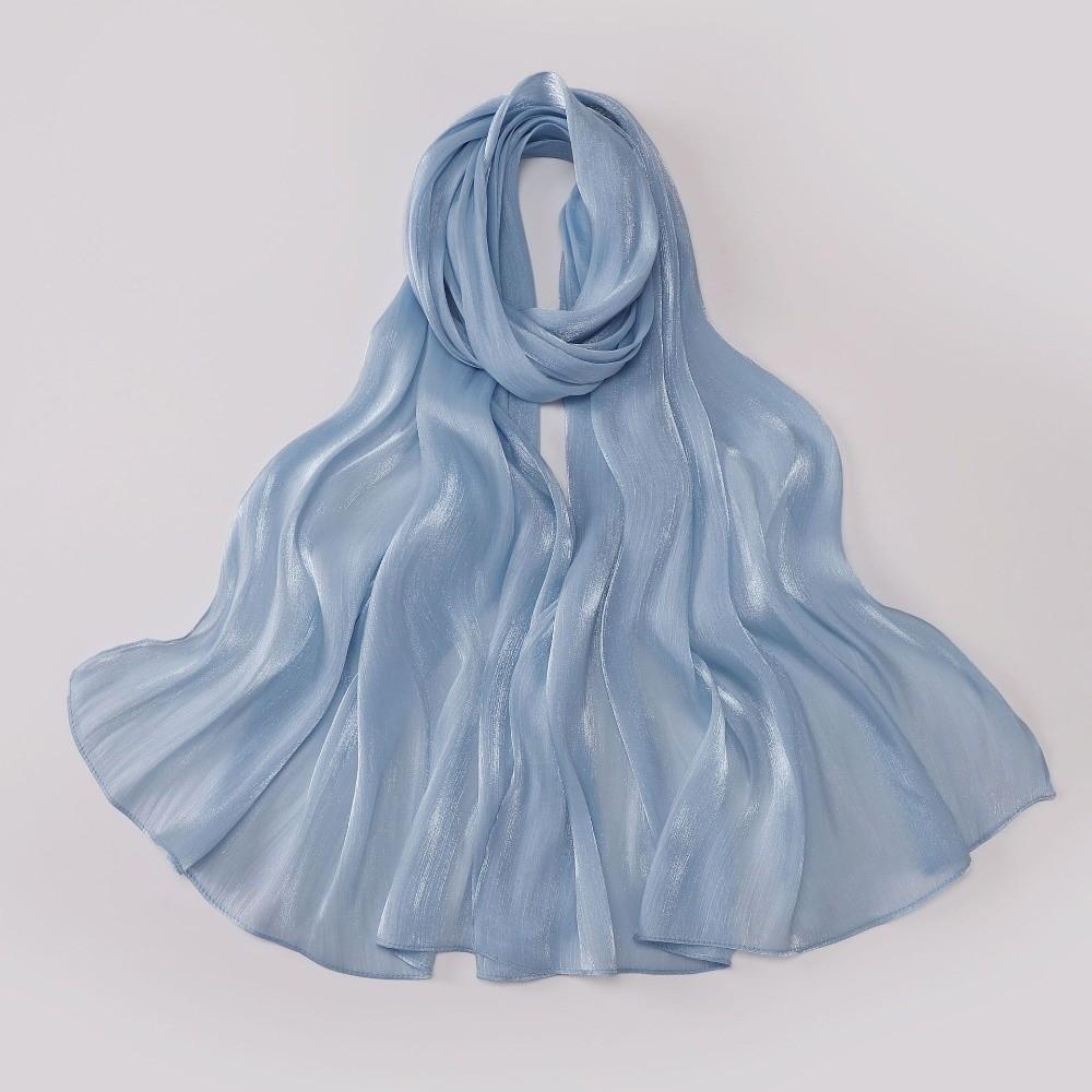 Shining Silk Scarf Chiffon Chiffon Hijab Veil High Qulaity Sunscreen Shawl Outdoor