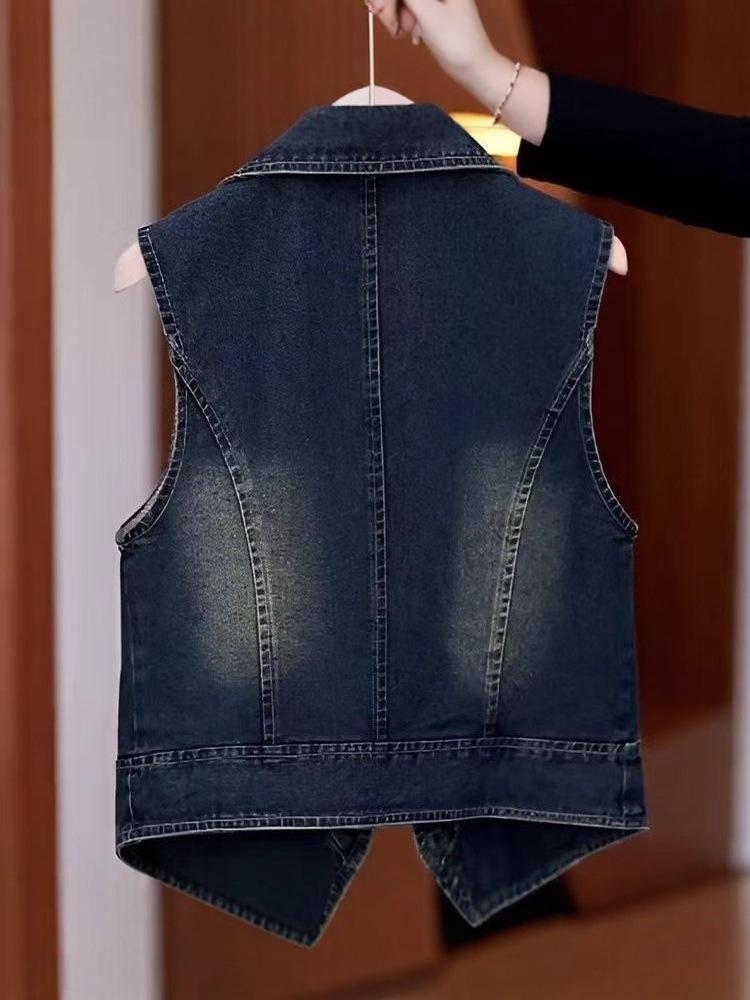 2025 Spring Plus Size Women's Loose Denim Vest - Trendy Sleeveless Outerwear