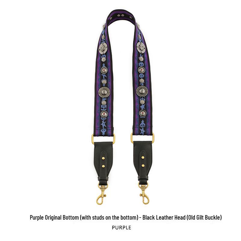 Ma Huang Shi Women's Genuine Leather Vintage Saddle Bag Strap with Rivets