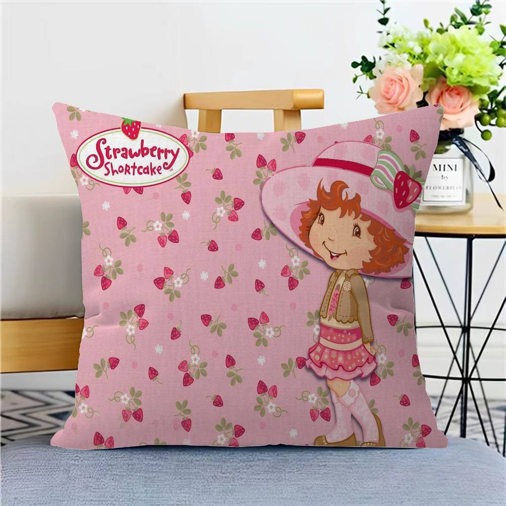 S-Strawberry Cartoon S-Shortcake Girl 45*45cm Cushion Cover Pillow Cover Decor Pillowcase Home Pillowcase For Couch Pillow