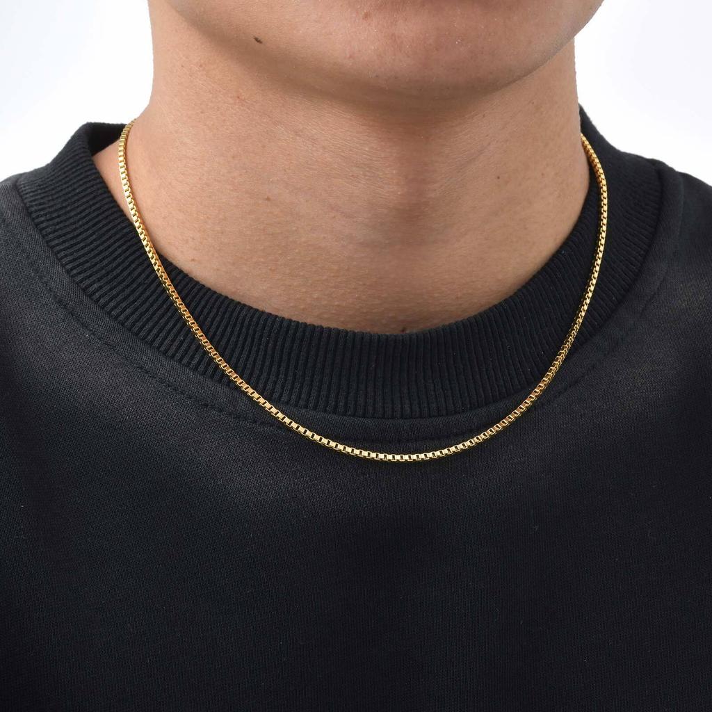 Prjewel 2mm Stainless Steel Box Chain Chokers For Men Boy Gold Plated Metal Ks Short Neck Collar Necklaces Father's Day Gift