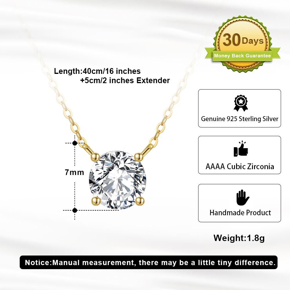 RINNTIN APN10 Fashion Jewelry 925 Sterling Silver 14K Gold Cubic Zirconia Pendant Necklace for Women 14K Gold Plated