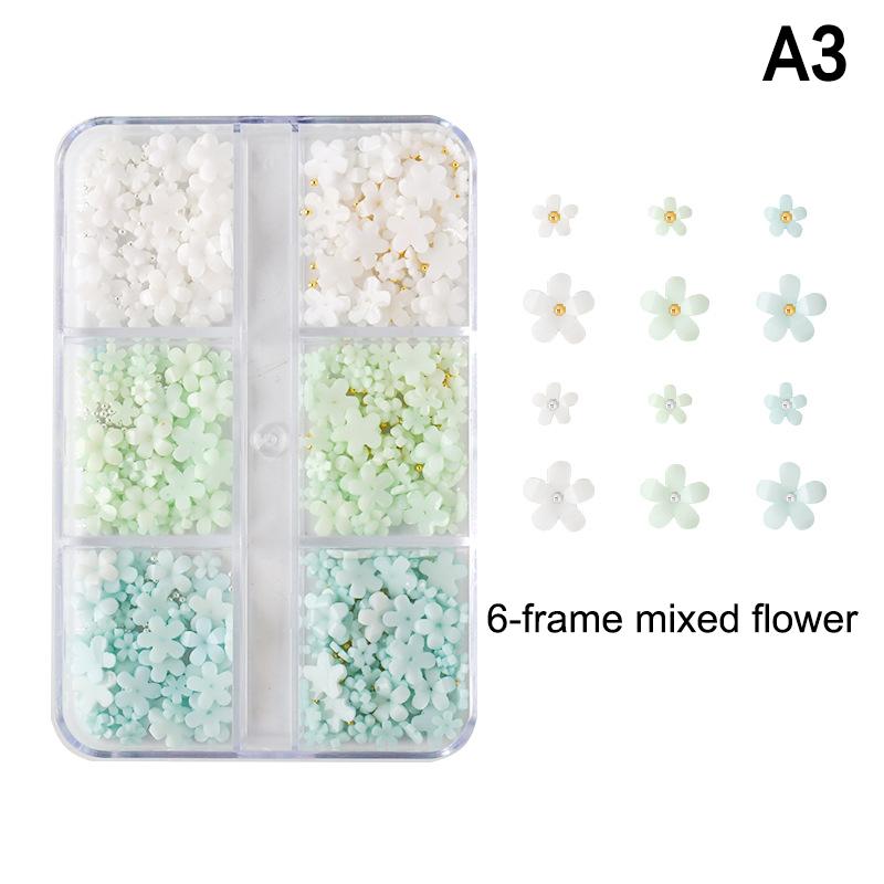 Negl Mini Blomst Perle Stålkuler Dekorasjon Blandet Flerfarget Forskjellig Størrelse Resin Negl Charm Neglekunstentusiaster Høy Kvalitet