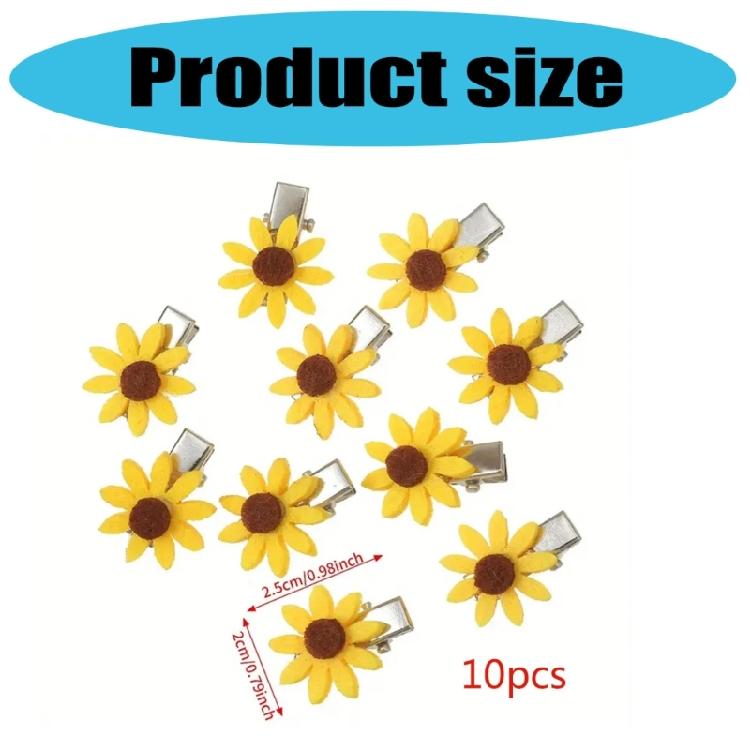 10PCS Sunflower Barrettes Soft Fabric Hair Clip with Secure Grip for Girls Women Everyday Styling Music Festival Needs