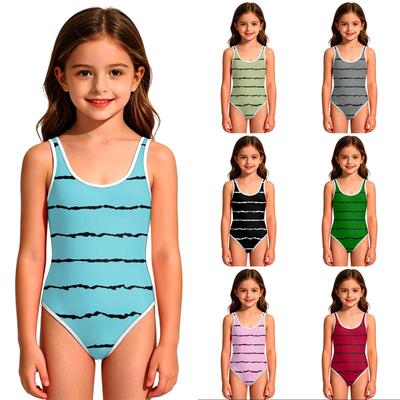 Girls' One-Piece Swimsuit - Round Neck Summer Bathing Suit