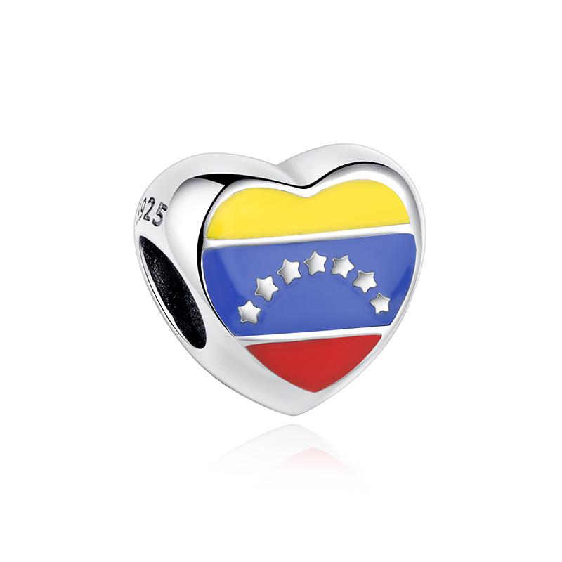 Медные Подвески Флаг Венесуэлы Сердце Подвеска Бусины Подходят для Оригинальных Браслетов Ожерелий Украшений Для Женщин