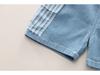 Boys' Vertical Stripe Bear Pocket Short Sleeve Set - Casual Two-Piece Summer Outfit