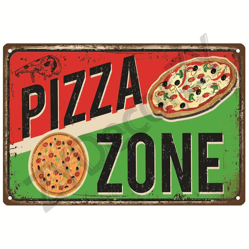 Pizza Retro Tin Sign Poster Vintage Wall Posters Metal Sign Decorative Wall Plate Kitchen Plaque Metal Vintage Decor Accessories