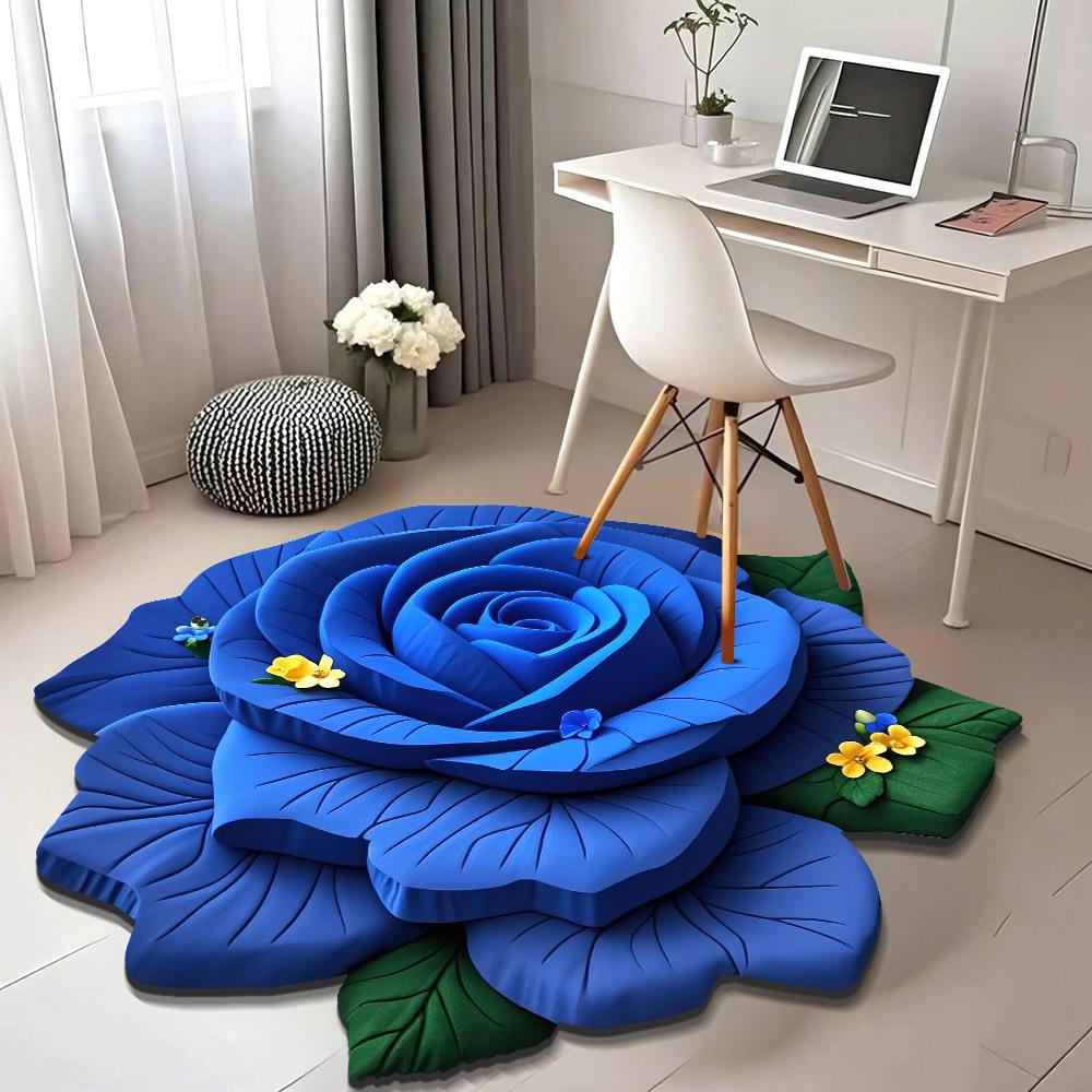 Soggiorno casa 3d tridimensionale tappetino da pavimento fiore tappetino da pavimento velluto cristallo tappeto rotondo casa petali di peonia speciale tappetino a forma