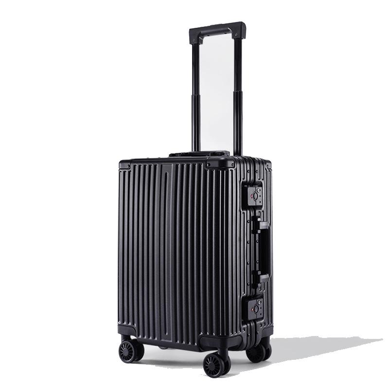 

Vertical Stripe Aluminum Frame Women s Luggage with Brake Wheels, Password Lock, Universal Wheels, Large Capacity 24-Inch Travel Case 20 inches чёрный