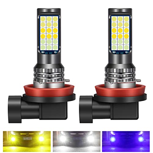 Yuumo+ HB4 Fog Lamp LED 3 Color Switching Compact Integrated High Brightness 4800Lm 12V 24V IP65 Universal Set of 2 Yellow White Blue
