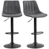 Set of 2 Leathaire Tub Bar Stools - Charcoal Grey