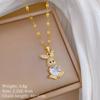 Titanium Steel Rabbit Necklace and Earrings Set - Light Luxury Micro-Inlaid Design for Banquets and Personal Style