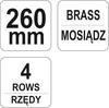 Wire brush, brass wire, 4 rows, plastic handle / YT-6344 / YATO