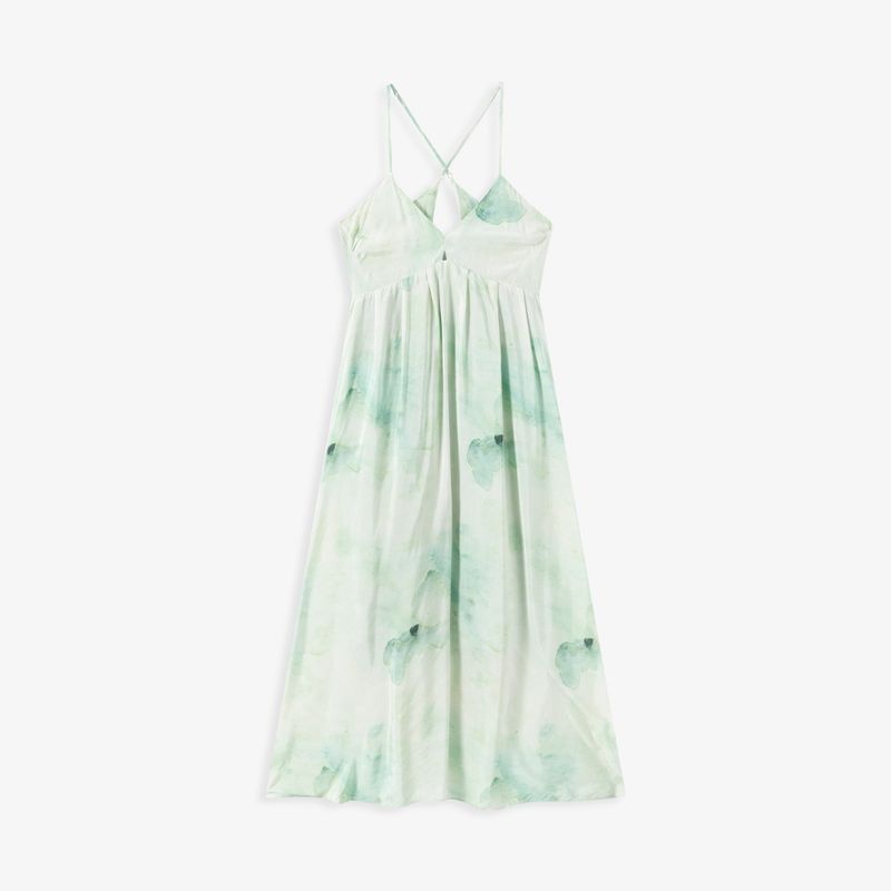 

Aozhi Country Vacation Style Dye Print Suspender Skirt + Shawl Blouse Suit Women s Summer Green Blooming Two-piece Set XQ Xiaoqing Slip Skirt M