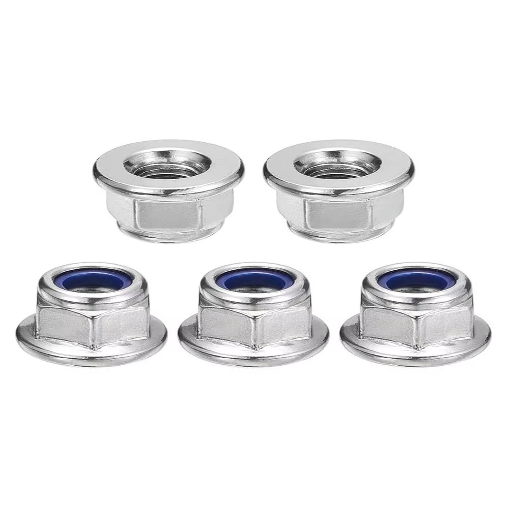 Nylon Insert Flange Lock Nuts Stainless Steel Serrated Nuts New Fastener Nuts  GB Standard